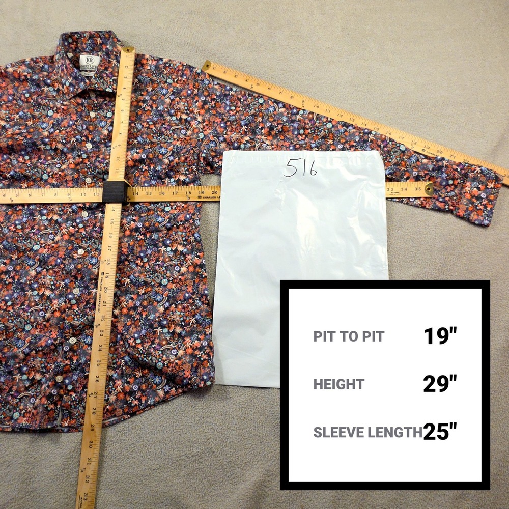 Kurt River Button Down Shirt Mens L Multicolor Floral Slim Fit Streetwear Cotton - Picture 4 of 7